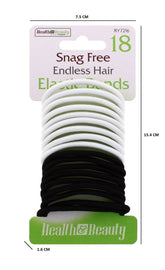 18PK SNAG FREE ENDLESS HAIR ELASTIC BANDS